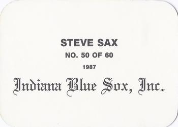 1987 Indiana Blue Sox (unlicensed) #50 Steve Sax Back
