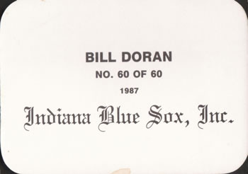 1987 Indiana Blue Sox (unlicensed) #60 Bill Doran Back