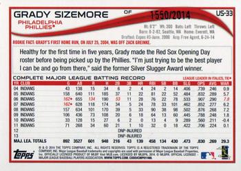 2014 Topps Update - Gold #US-33 Grady Sizemore Back