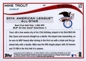 2014 Topps Update - Gold #US-54 Mike Trout Back