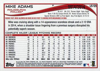 2014 Topps Update - Gold #US-129 Mike Adams Back