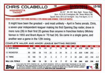 2014 Topps Update - Gold #US-182 Chris Colabello Back