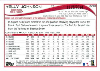 2014 Topps Update - Gold #US-183 Kelly Johnson Back