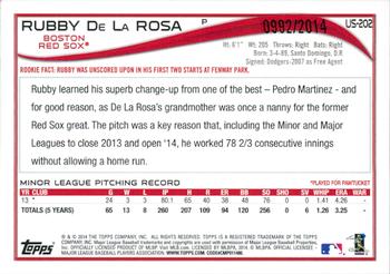 2014 Topps Update - Gold #US-202 Rubby De La Rosa Back