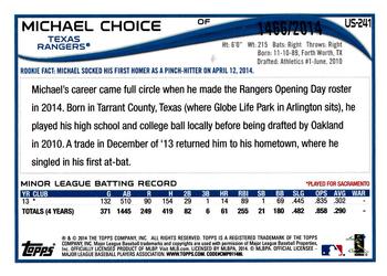2014 Topps Update - Gold #US-241 Michael Choice Back