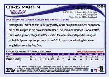 2014 Topps Update - Gold #US-294 Chris Martin Back