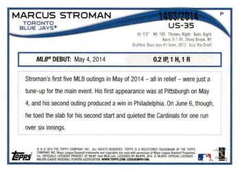 2014 Topps Update - Gold #US-35 Marcus Stroman Back