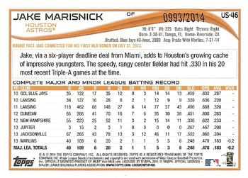 2014 Topps Update - Gold #US-46 Jake Marisnick Back