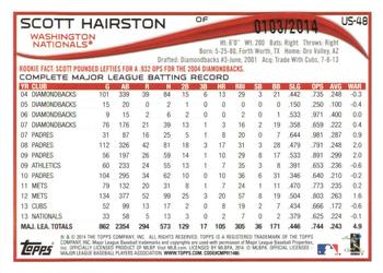 2014 Topps Update - Gold #US-48 Scott Hairston Back