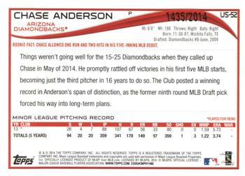 2014 Topps Update - Gold #US-52 Chase Anderson Back