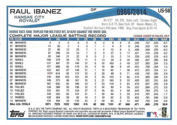 2014 Topps Update - Gold #US-58 Raul Ibanez Back