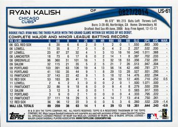 2014 Topps Update - Gold #US-61 Ryan Kalish Back