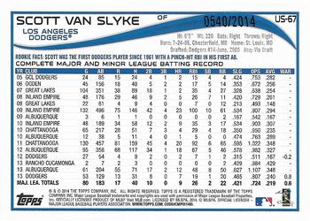 2014 Topps Update - Gold #US-67 Scott Van Slyke Back