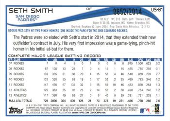 2014 Topps Update - Gold #US-81 Seth Smith Back