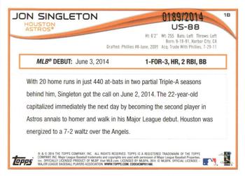 2014 Topps Update - Gold #US-88 Jon Singleton Back