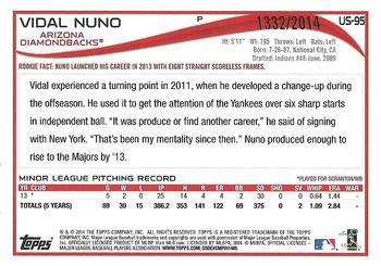 2014 Topps Update - Gold #US-95 Vidal Nuno Back