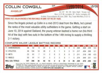 2014 Topps Update - Gold #US-106 Collin Cowgill Back