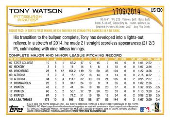 2014 Topps Update - Gold #US-130 Tony Watson Back