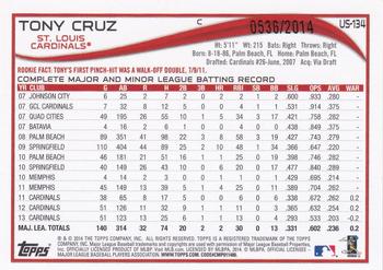 2014 Topps Update - Gold #US-134 Tony Cruz Back