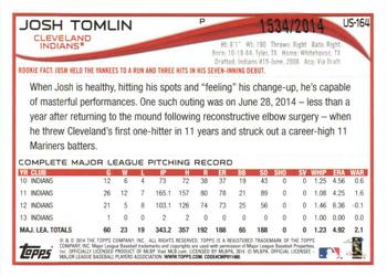 2014 Topps Update - Gold #US-164 Josh Tomlin Back