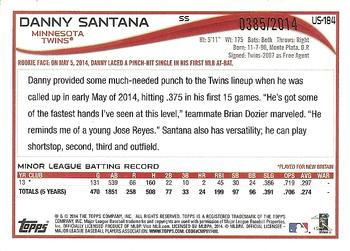 2014 Topps Update - Gold #US-184 Danny Santana Back