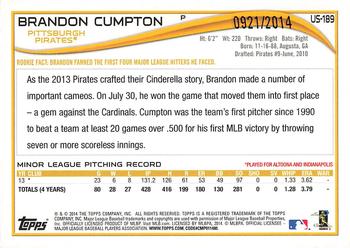 2014 Topps Update - Gold #US-189 Brandon Cumpton Back