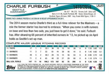 2014 Topps Update - Gold #US-217 Charlie Furbush Back