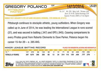 2014 Topps Update - Gold #US-221 Gregory Polanco Back