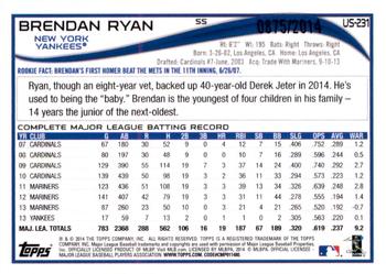 2014 Topps Update - Gold #US-231 Brendan Ryan Back