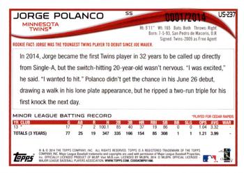 2014 Topps Update - Gold #US-237 Jorge Polanco Back