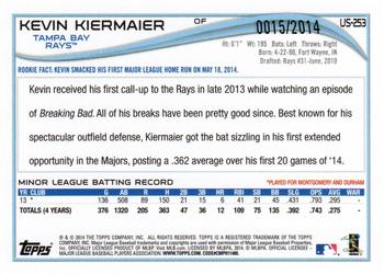 2014 Topps Update - Gold #US-253 Kevin Kiermaier Back