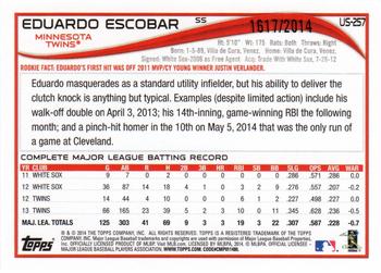 2014 Topps Update - Gold #US-257 Eduardo Escobar Back