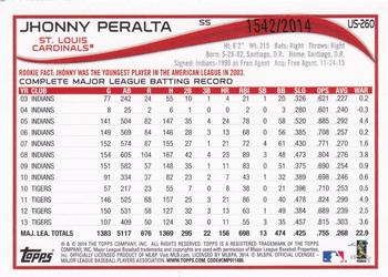 2014 Topps Update - Gold #US-260 Jhonny Peralta Back