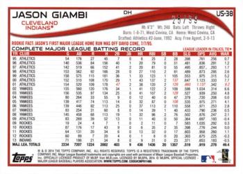 2014 Topps Update - Camo #US-38 Jason Giambi Back