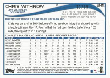 2014 Topps Update - Camo #US-274 Chris Withrow Back