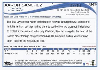2014 Topps Update - Black #US-240 Aaron Sanchez Back