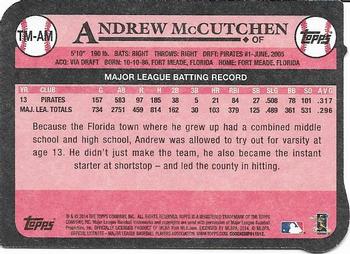 2014 Topps Update - 1989 Die Cut Minis #TM-AM Andrew McCutchen Back