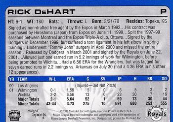 2002 MultiAd Omaha Royals #6 Rick DeHart Back