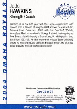 2004 MultiAd Omaha Royals #30 Judd Hawkins Back