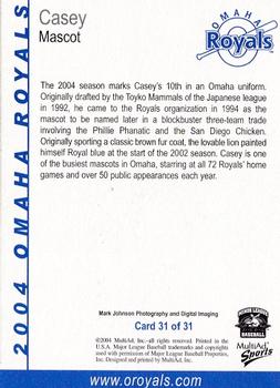 2004 MultiAd Omaha Royals #31 Casey Back