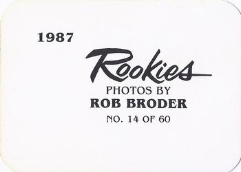 1987 Broder Rookies (unlicensed) #14 Bob Sebra Back