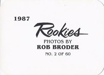1987 Broder Rookies (unlicensed) #2 Todd Worrell Back