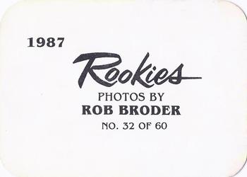 1987 Broder Rookies (unlicensed) #32 Chris Bosio Back
