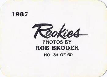 1987 Broder Rookies (unlicensed) #34 Dave Cochrane Back