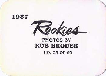 1987 Broder Rookies (unlicensed) #35 David Cone Back
