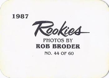 1987 Broder Rookies (unlicensed) #44 Dave Martinez Back