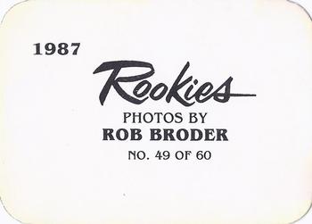 1987 Broder Rookies (unlicensed) #49 Juan Nieves Back