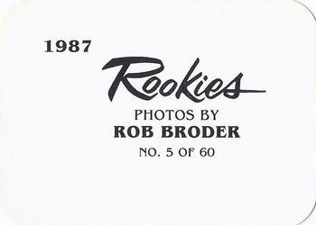 1987 Broder Rookies (unlicensed) #5 John Cangelosi Back
