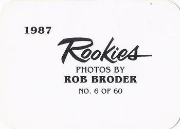 1987 Broder Rookies (unlicensed) #6 Ruben Sierra Back