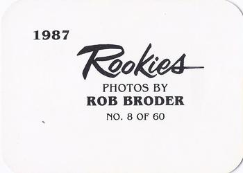 1987 Broder Rookies (unlicensed) #8 Jim Deshaies Back